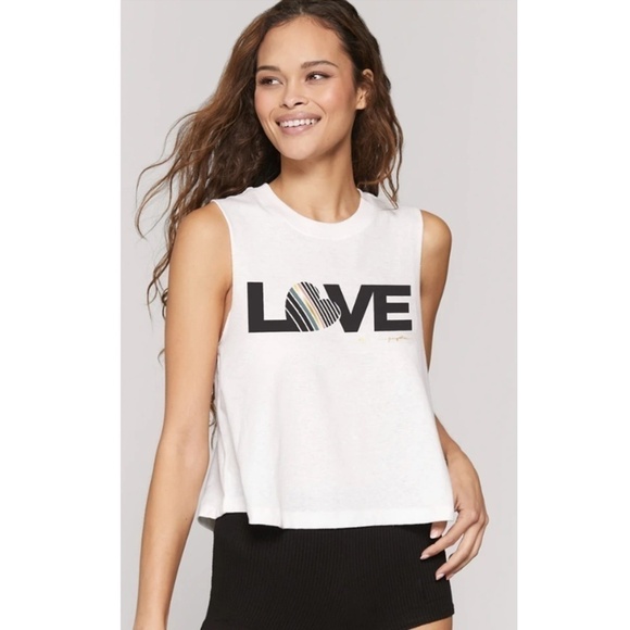 SPIRITUAL GANGSTER | Love Graphic White Crop Tank - Picture 1 of 8